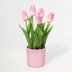JUST HOME COLLECTION - Planta artificial tulipan rosado 38 cm