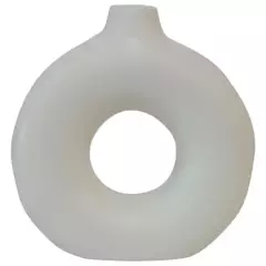 JUST HOME COLLECTION - Florero cerámica circular blanco 15 cm