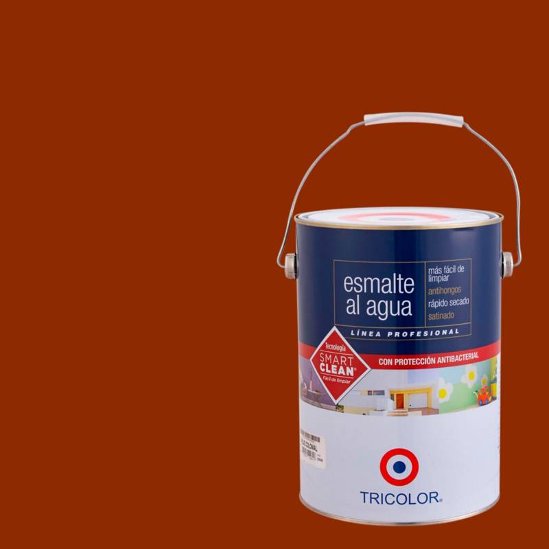 TRICOLOR - Esmalte al agua satinado rojo colonial 1 gl