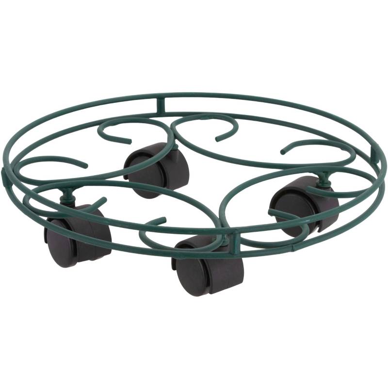ERGO - Portamacetero circular de metal 37 cm con ruedas verde