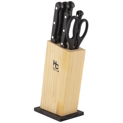 Cuchillo de cocina set de 7 piezas de acero forjado con base de madera  Winco - Jopco Equipos y Productos para Hoteles y Restaurantes