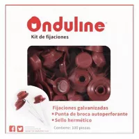 Kit 100 pz fijación Onduline 3'' autoperforante rojo
