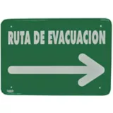 Señal "ruta de evacuación flecha derecha" placa rígida autoadherible 35 x 24 cm
