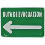 Señal "ruta de evacuación flecha izquierda" placa rígida autoadherible 35 x 24 cm