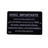 Señal "no discriminación" placa rígida autoadherible 22.8 x 15.2 cm