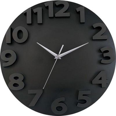 Reloj Para Pared 3d Grande En Madera Números En Negro 90cm