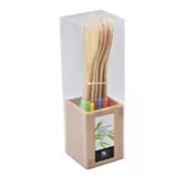 Set 5 utensilios bambú mango silicón