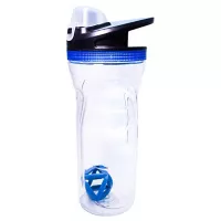 Botella plástico azul con agitador para proteina 20 onzas