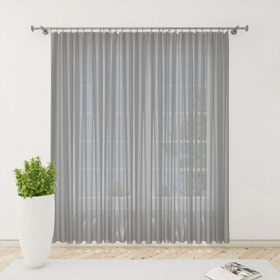 Cortinas Traslucidas Gris Con Argollas 1.40 X 2.20