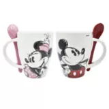 Juego de tazas de cerámica Mickey/Minnie con cuchara 310 ml