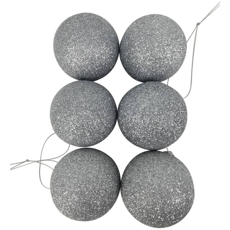 DEAR SANTA - Esferas Escarcha Plata 12 Unidades 6cm