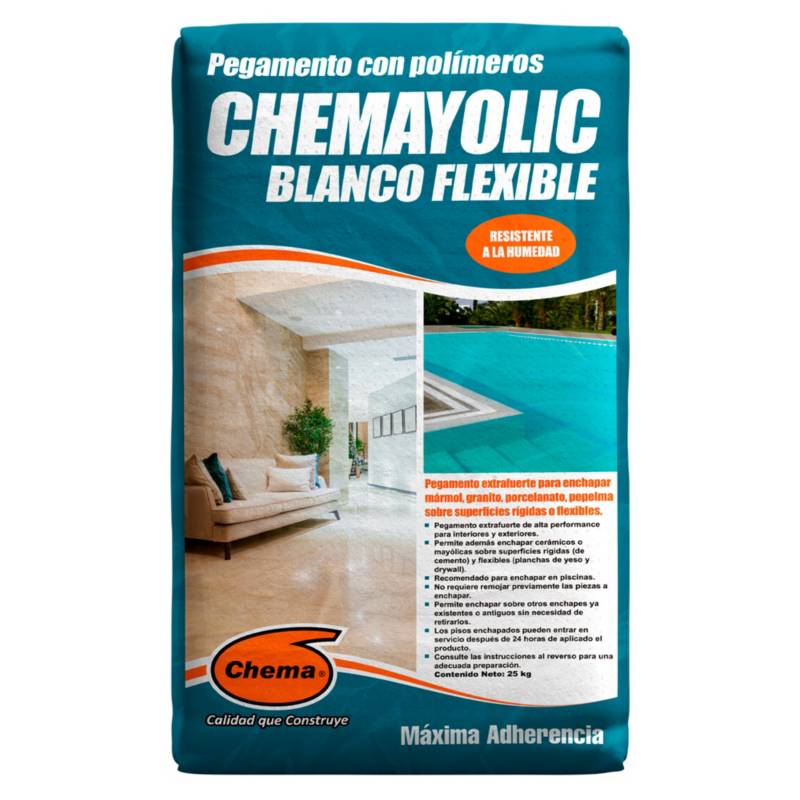 CHEMA - Pegamento en Polvo Chemayolic Blanco Flexible 25kg