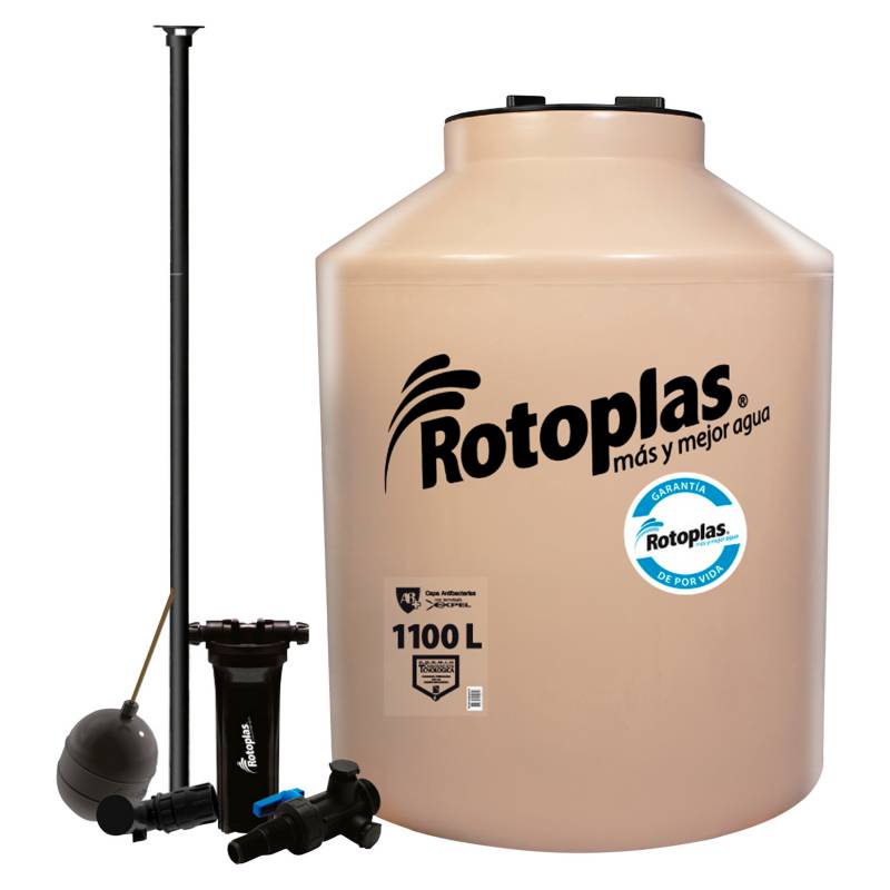 ROTOPLAS - Tanque de Agua Rotoplas 1100L Arena + Kit de Accesorios