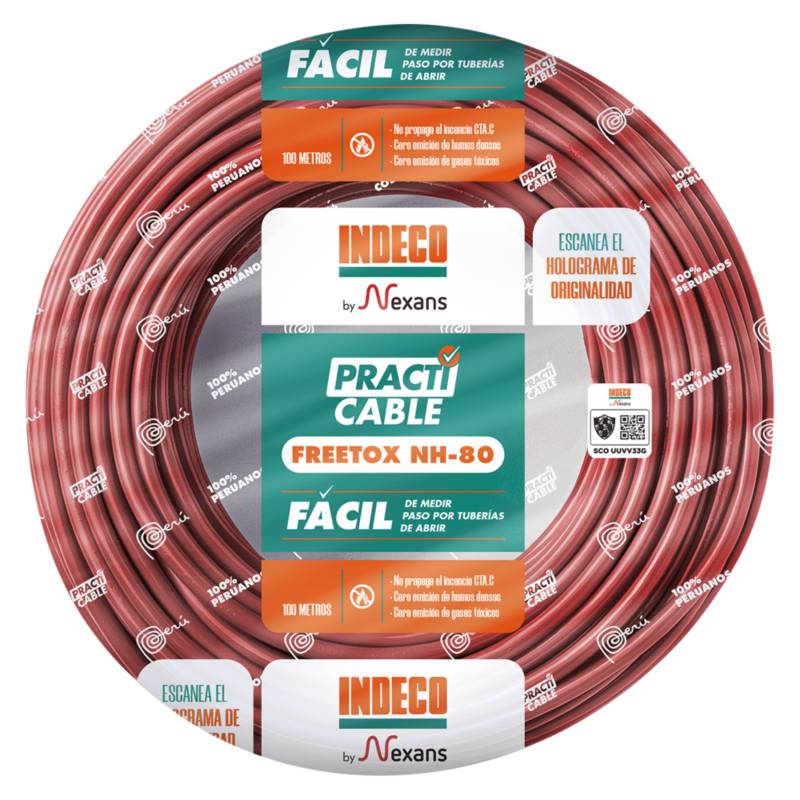 INDECO - Cable NH-80 450/750V 4mm Rojo 100 Metros