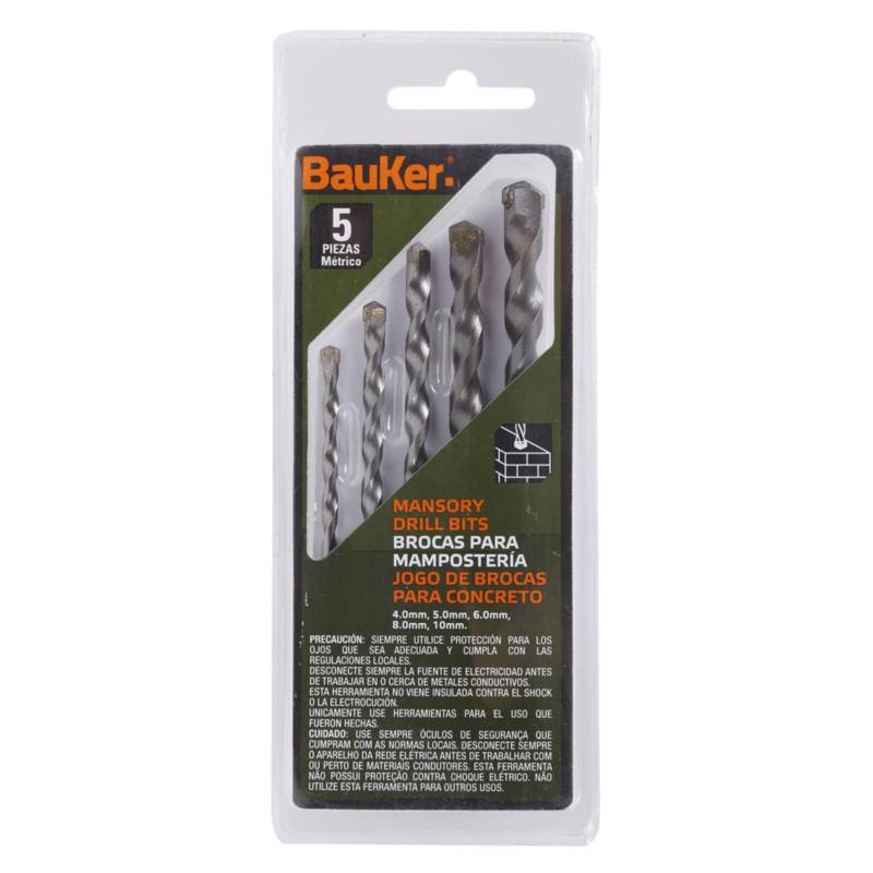 BAUKER - Set de Brocas para Concreto 5 Piezas Bauker