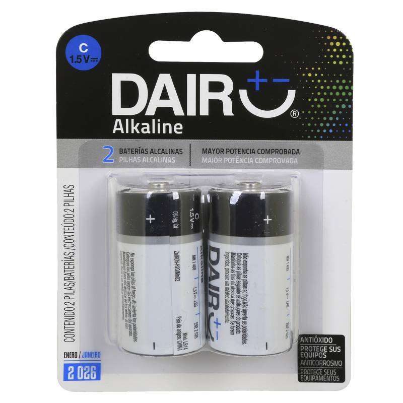 DAIRU - Pack de 2 Pilas Alcalinas Dairu C 1.5V