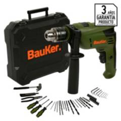 BAUKER - Taladro Percutor Eléctrico 1/2" 600W + 50 accesorios + Maletín Bauker