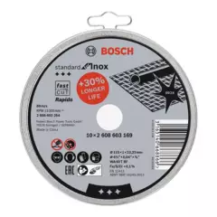 BOSCH - Set de 10 Discos de Corte Standard for Inox 115x1.0mm Bosch