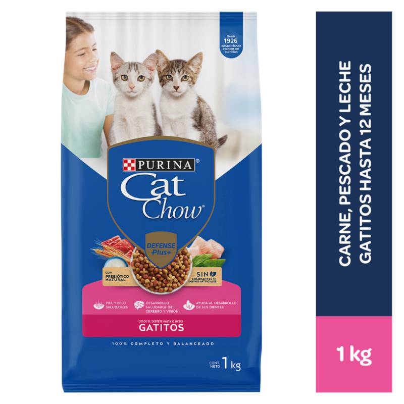 CAT CHOW - Cat Chow Cachorros Croquetas para Gatos 1kg Pescado, Carne