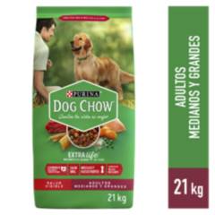 DOG CHOW - Dog Chow Adultos Raza Mediana y Grande Croquetas para Perros 21 kg Sabor Carne y Pollo