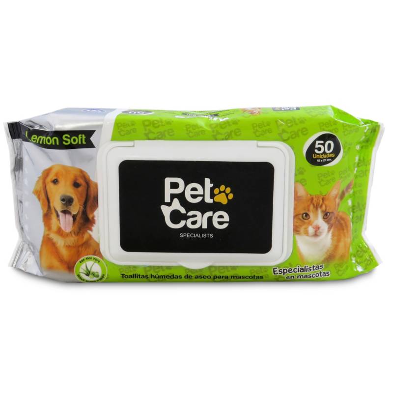 PET CARE - Toalla húmeda para Mascotas x 50 unidades Limon