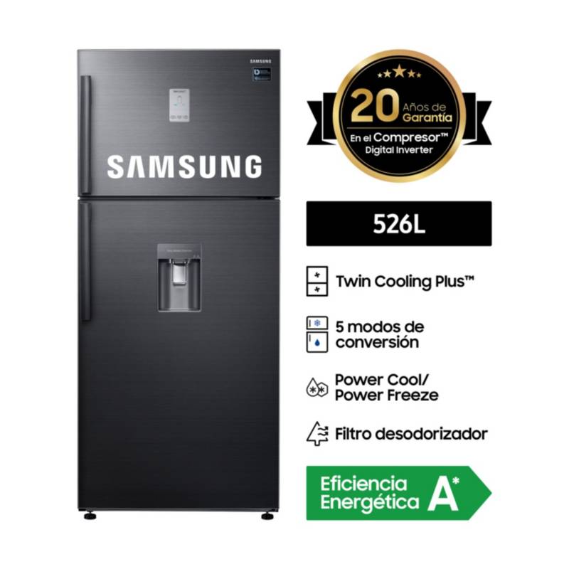 SAMSUNG - Refrigeradora Samsung 526 Lt Top Freezer Twin Cooling RT53K6541BS Negra