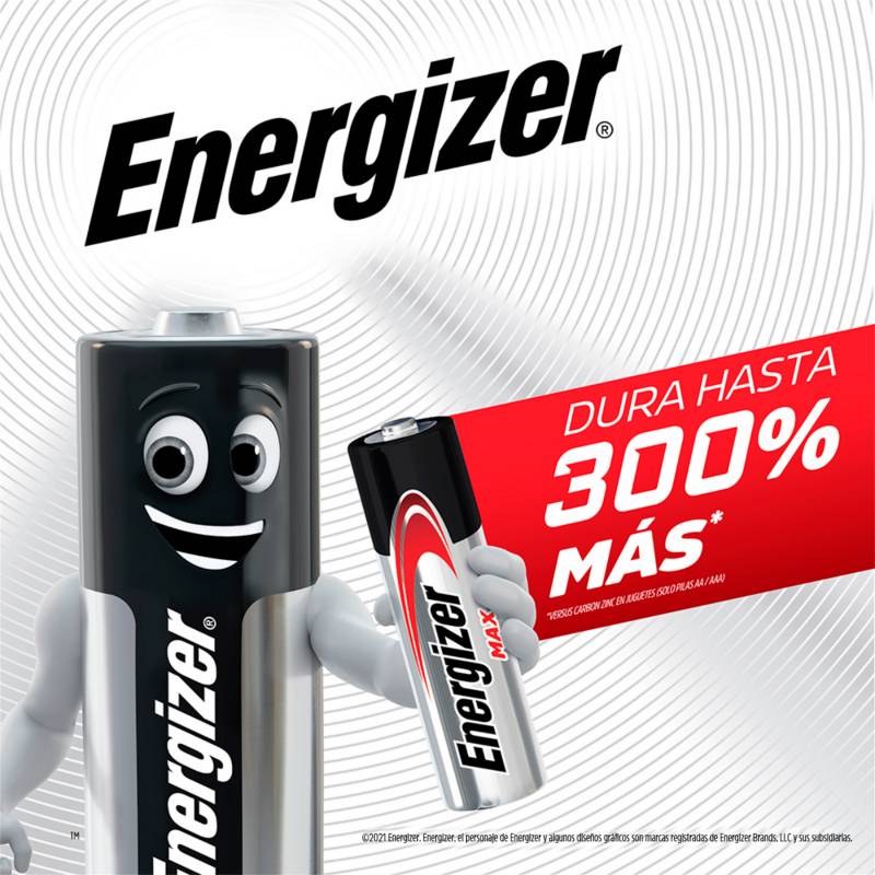 Baterías AAA Alcalina, Energizer MAX, 1.5V, terminación tipo