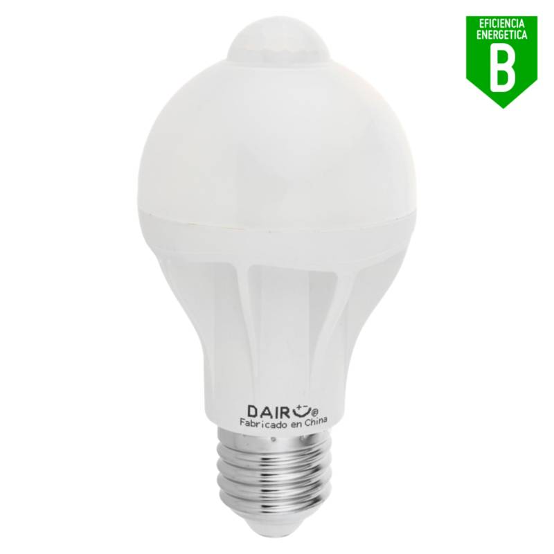 DAIRU - Foco LED Sensor de Movimiento Bulbo A60 9W E27 Luz Amarilla