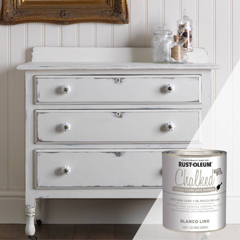 Pintura Tizada Chalk Paint Brochable Blanco Lino 0,887 L Chalked