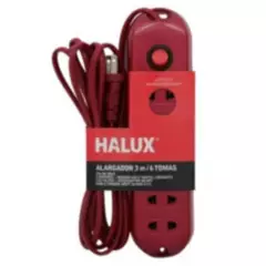 HALUX - Extensión 6 Tomas 3 Metros Rojo