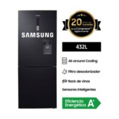 SAMSUNG - Refrigeradora Samsung 432 Lt Bottom Freezer RL4363SBABS Negro