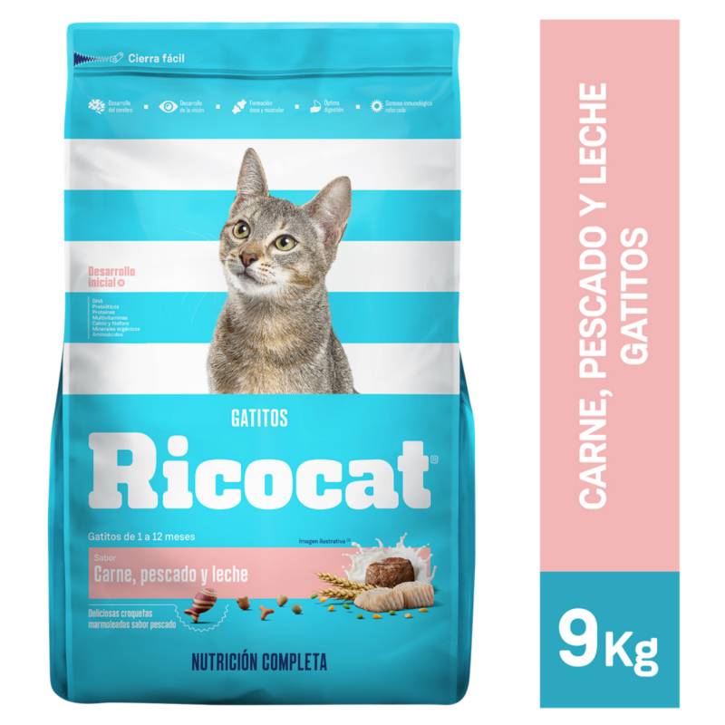 RICOCAT - Ricocat Cachorros Alimento para Gatos 9kg Pescado/Leche