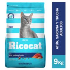 RICOCAT - Ricocat Adultos Alimento para Gatos 9 kg Sabor Sardina/Trucha