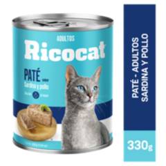 RICOCAT - Ricocat Adultos Pate para Gatos 330 gr Sabor Sardina y Pollo