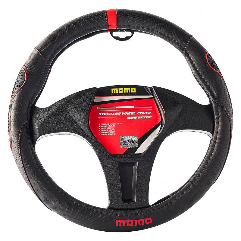 MOMO - Funda Cubre Volante Para Auto Momo Negro y Rojo 39 cm