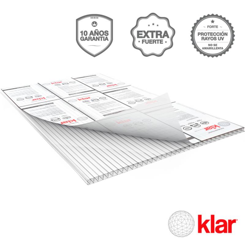KLAR - Plancha de Policarbonato 6mm 1.05x2.9m Clear