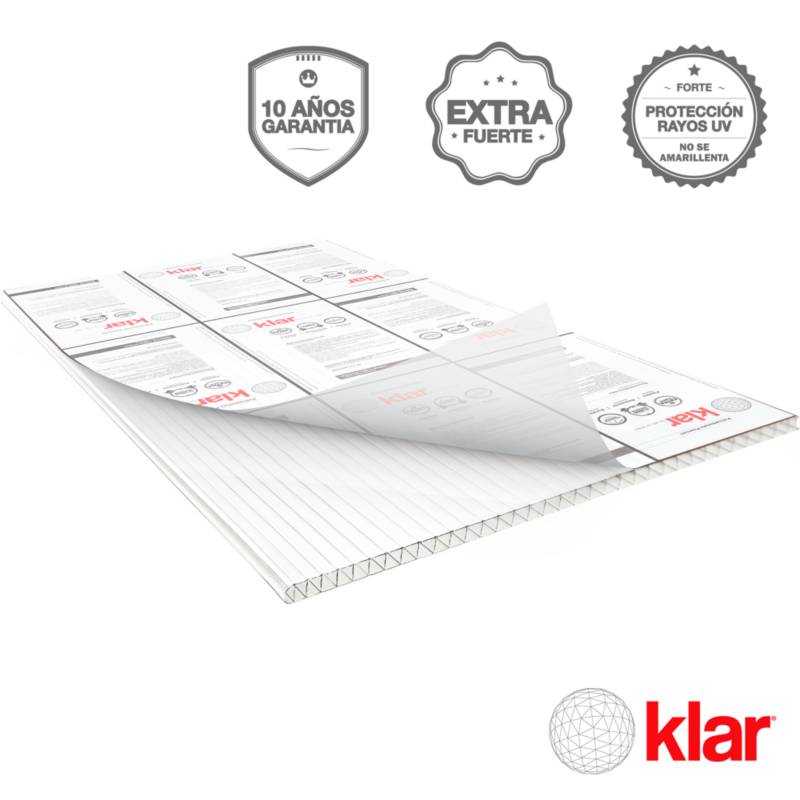 KLAR - Plancha de Policarbonato 6mm 1.05x2.9m Blanco