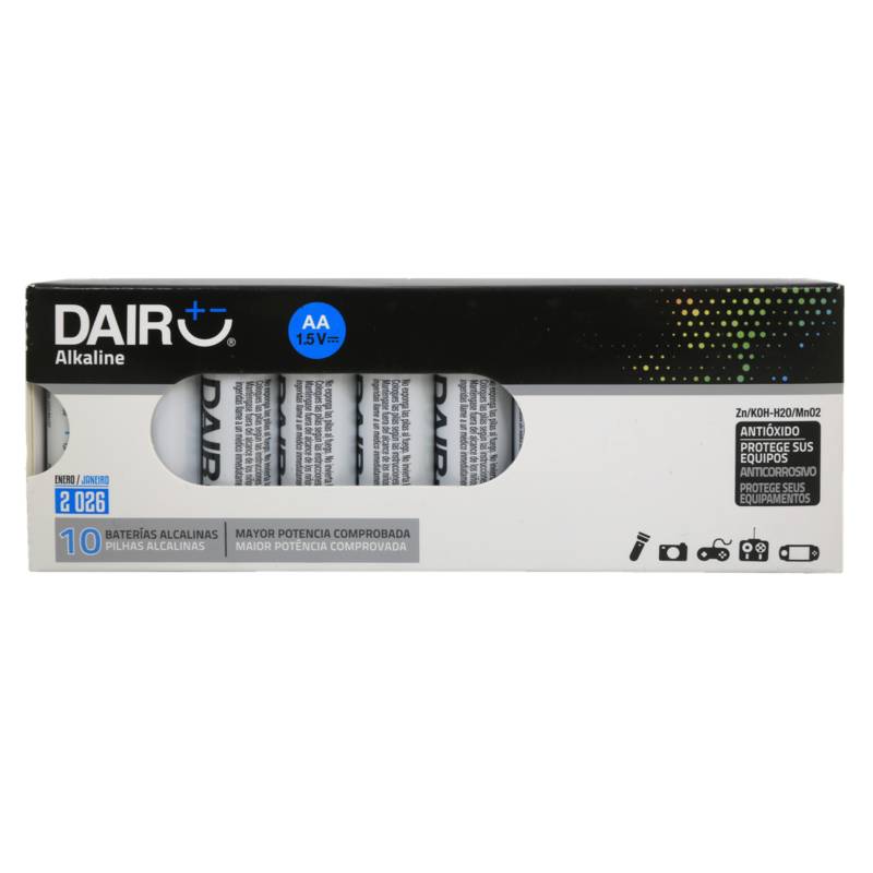 DAIRU - Pack de 10 Pilas Alcalinas Dairu AA 1.5V
