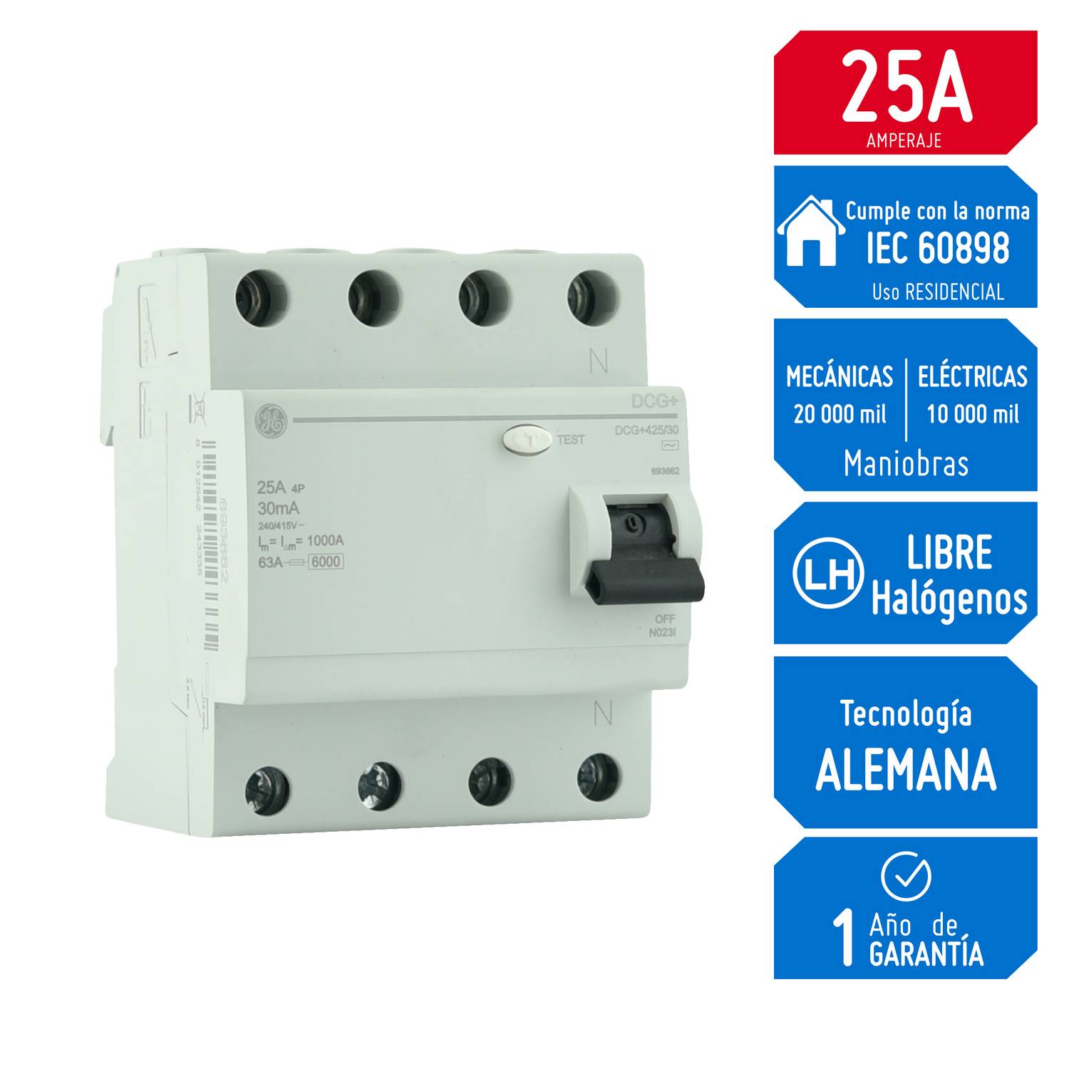 Interruptor Diferencial 4x25A - 30mA - CHINT PERU✔️