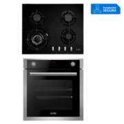 Tricombo! Cocina Empotrable a Gas 4 Hornillas Trevi 60 + Campana Extractora  CK601NE/M + Horno eléctrico HKT600-PIX Marca Klimatic – Klimatic Línea  Europea