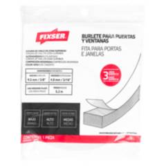 FIXSER - Burlete Adhesivo de Vinilo Adhesivo 3/8-3/16-5.2 m. Gris