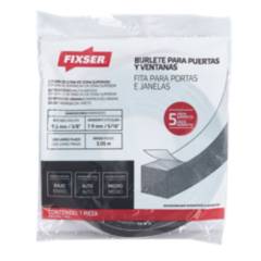 FIXSER - Burlete Adhesivo de Goma Adhesivo 3/8-5/16-3 m. Negro
