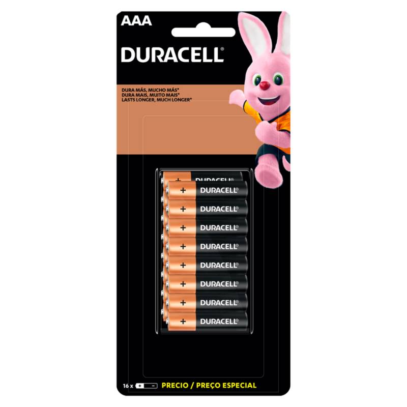 DURACELL - Pack de 16 Pilas Alcalinas Duracell AAA 1.5V