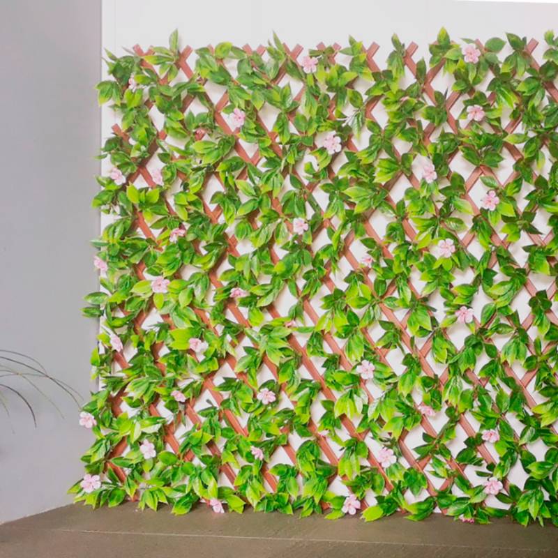 JUST HOME COLLECTION - Cerco Extensible con Flores Artificial Verde 200x100cm