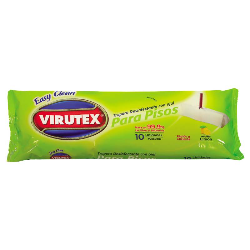 VIRUTEX - Paños Humedos de Piso Desinfectantes Limón 10 unid.