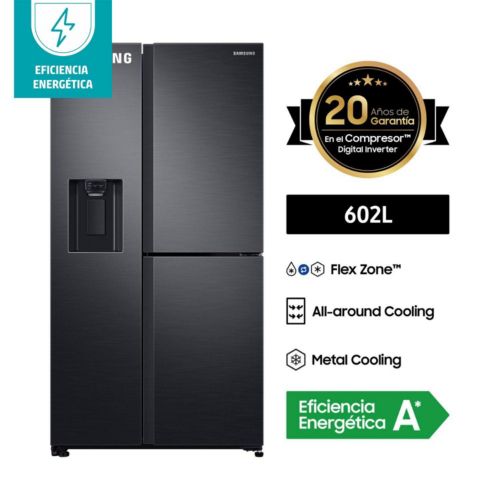 Refrigeradora Samsung 602 Lt Side by Side RS65R5691B4 Negro - Samsung