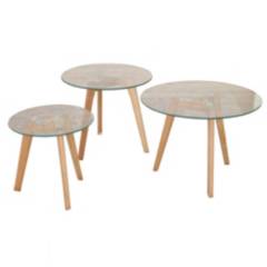 JUST HOME COLLECTION - Set 3 Mesas Auxiliares Round