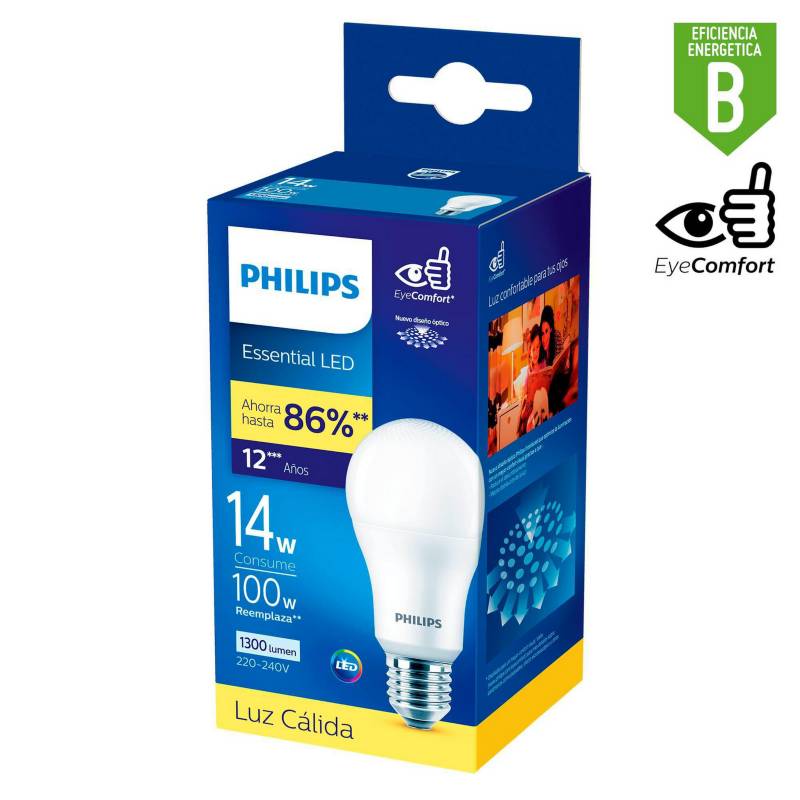 PHILIPS - Foco LED Bulbo A65 E27 14W Luz Amarilla