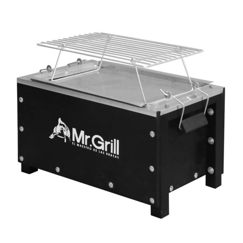 MR GRILL - Caja China Mini S Black  Galvanizado + Parrilla de Varillas