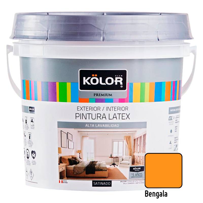 KOLOR - Pintura Látex Premium Satinado Bengala 4L